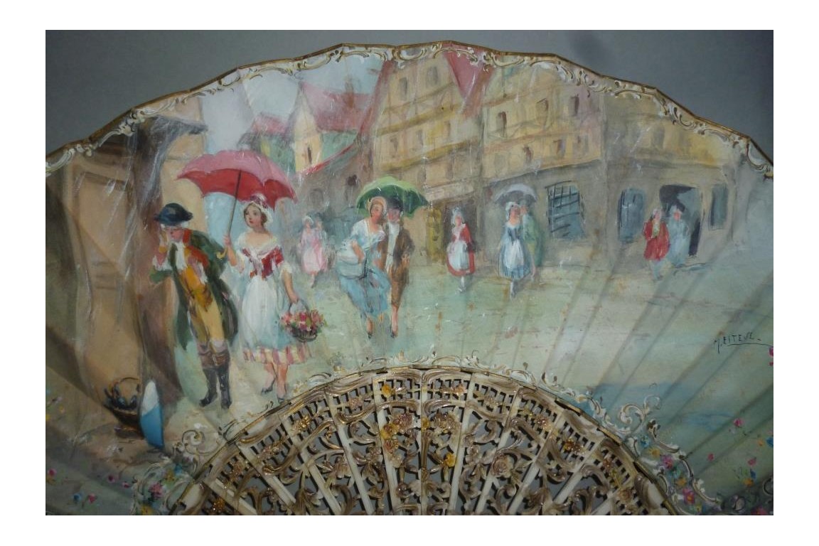 Summer rain, fan by Estève, circa 1910