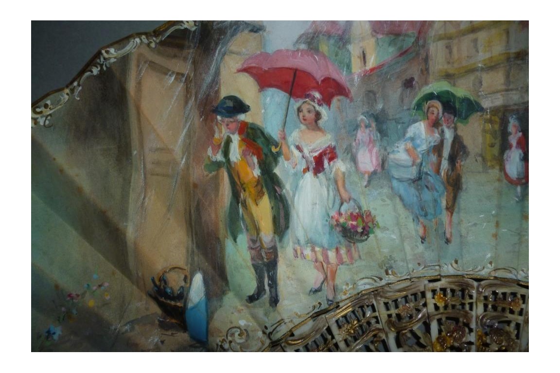 Summer rain, fan by Estève, circa 1910