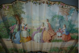 Les enfants et la poupée, éventail vers 1860-70