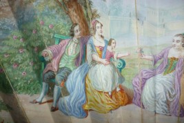 Les enfants et la poupée, éventail vers 1860-70