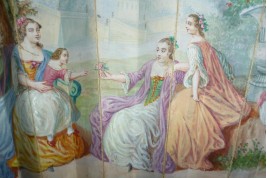 Les enfants et la poupée, éventail vers 1860-70