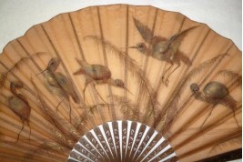 Golden egrets, fan circa 1880-90