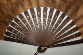 Golden egrets, fan circa 1880-90