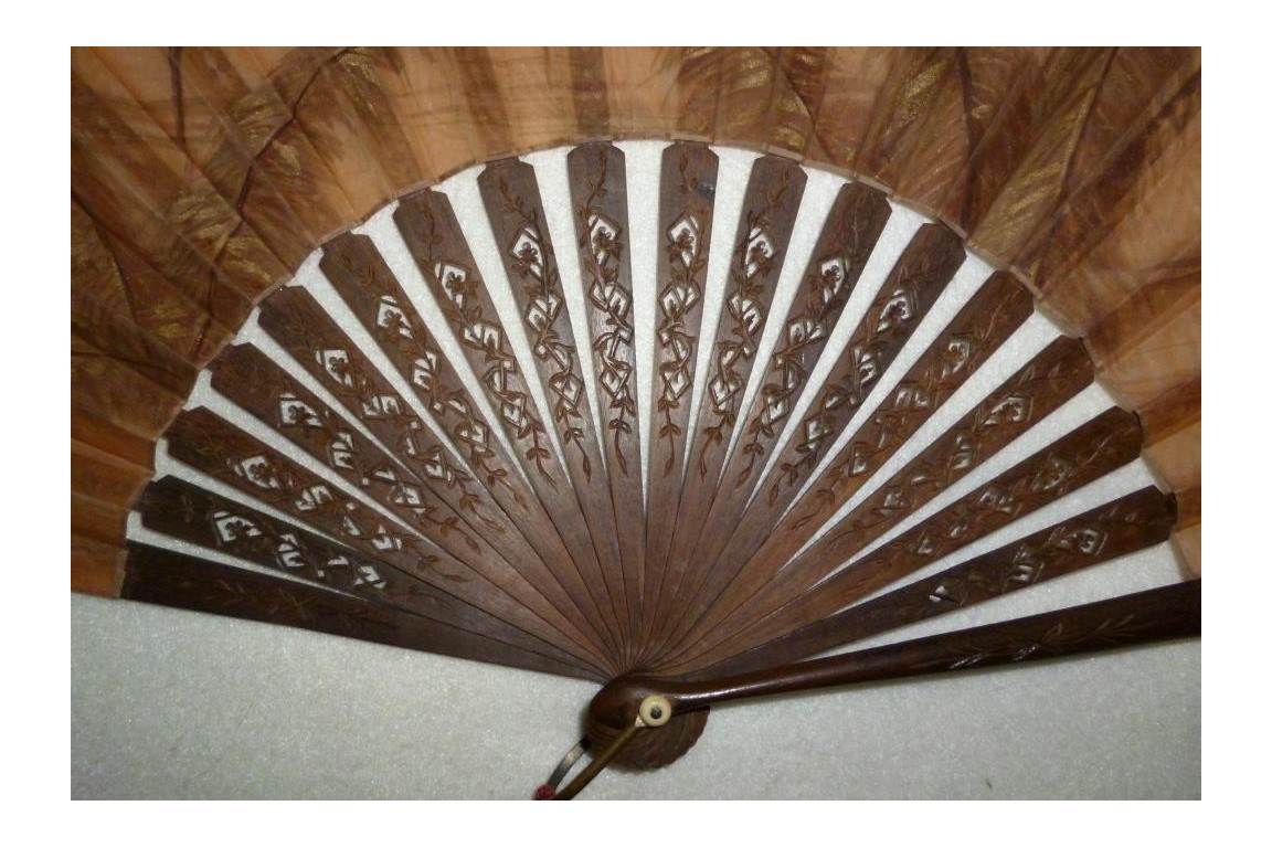 Golden egrets, fan circa 1880-90