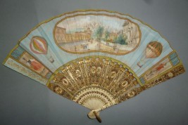 Souvenir of Bergamo with hot air balloon, fan circa 1900-1910