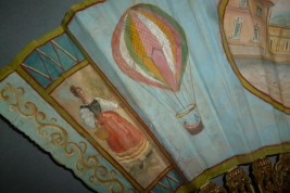 Souvenir of Bergamo with hot air balloon, fan circa 1900-1910