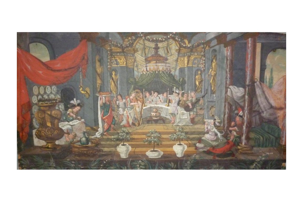 Musical meal, fan leaf, 17-18th century