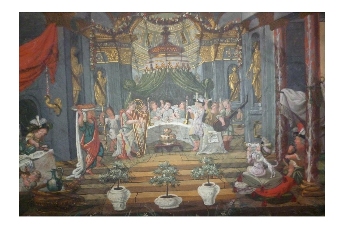 Musical meal, fan leaf, 17-18th century