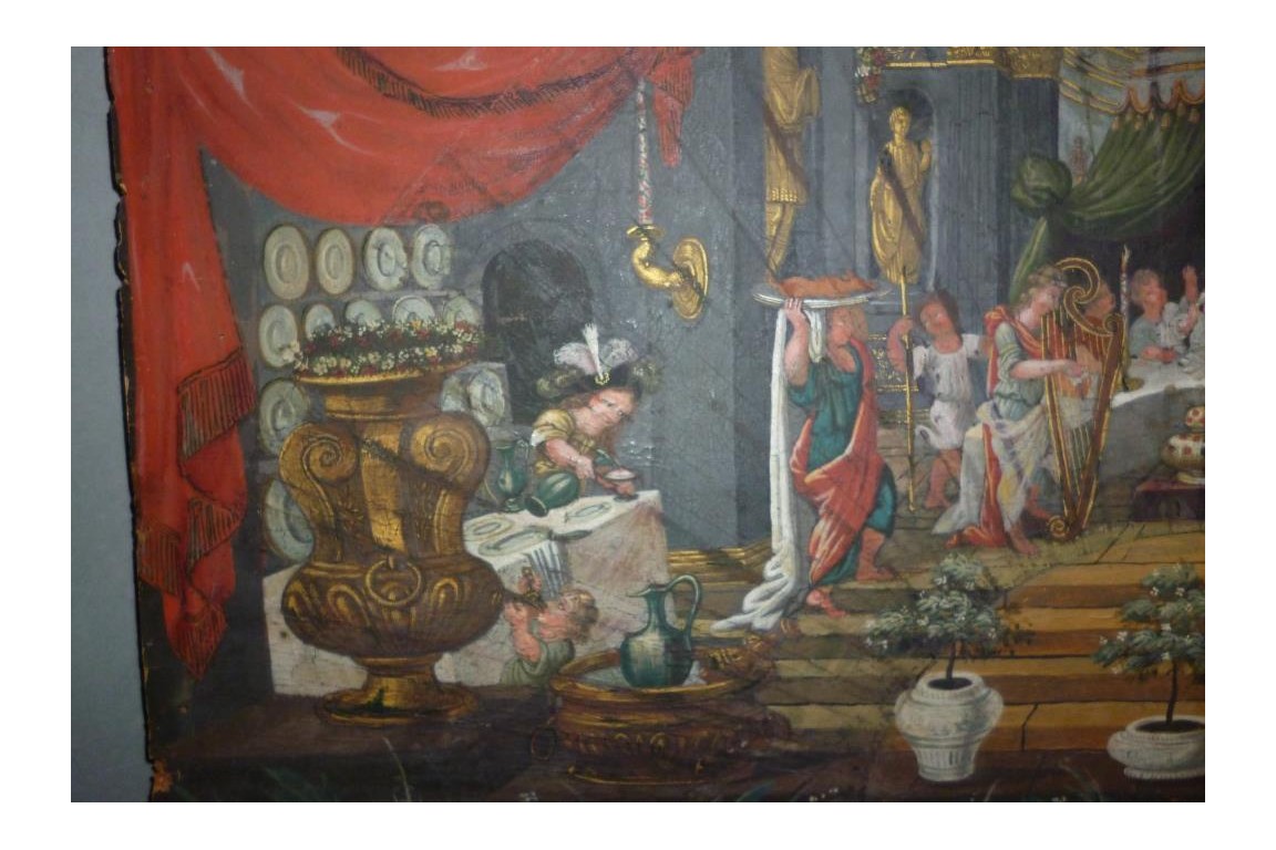 Musical meal, fan leaf, 17-18th century