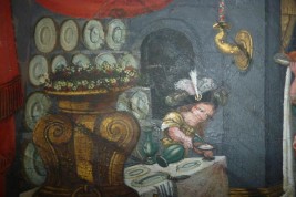 Musical meal, fan leaf, 17-18th century