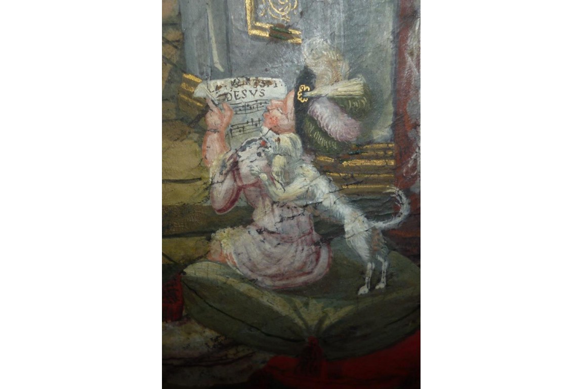 Musical meal, fan leaf, 17-18th century