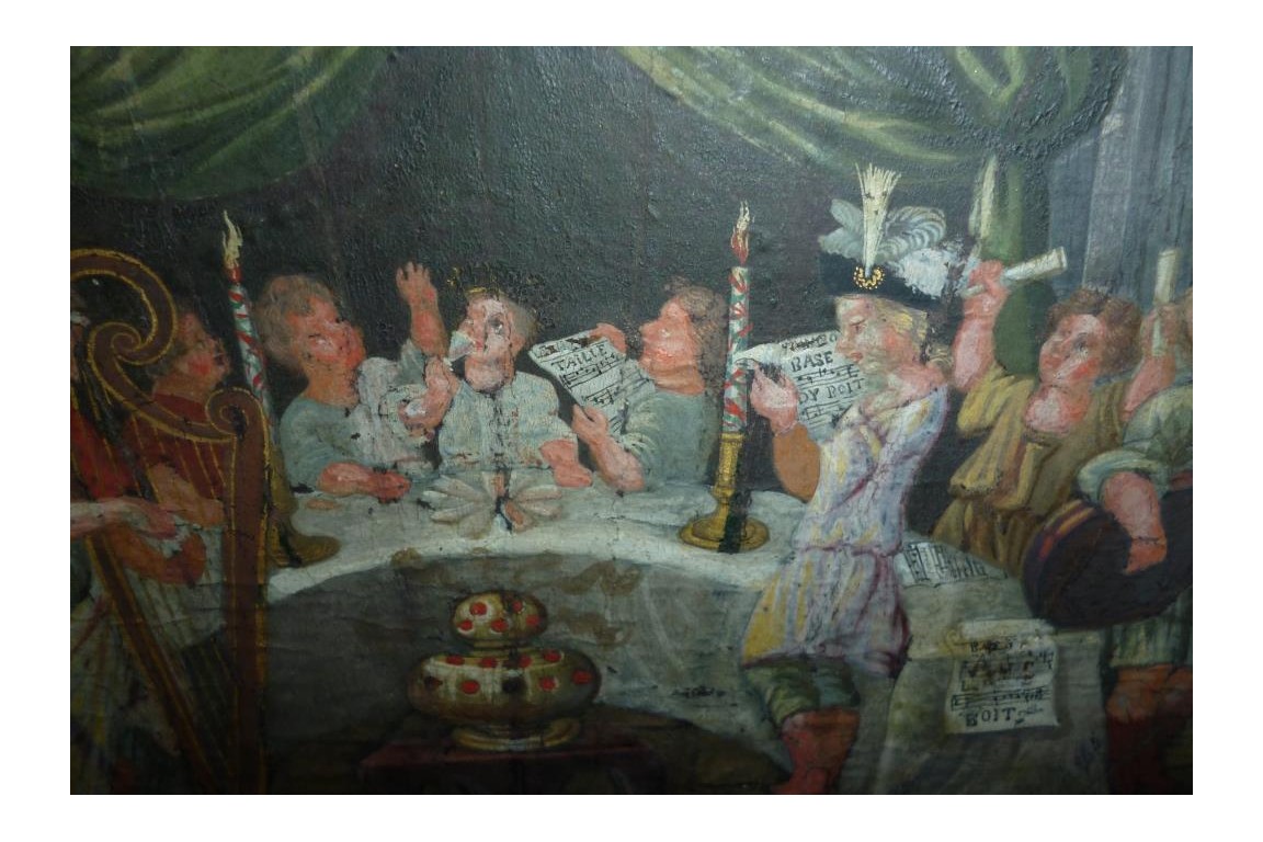 Musical meal, fan leaf, 17-18th century