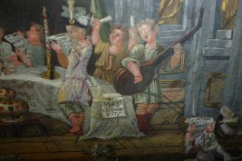 Musical meal, fan leaf, 17-18th century