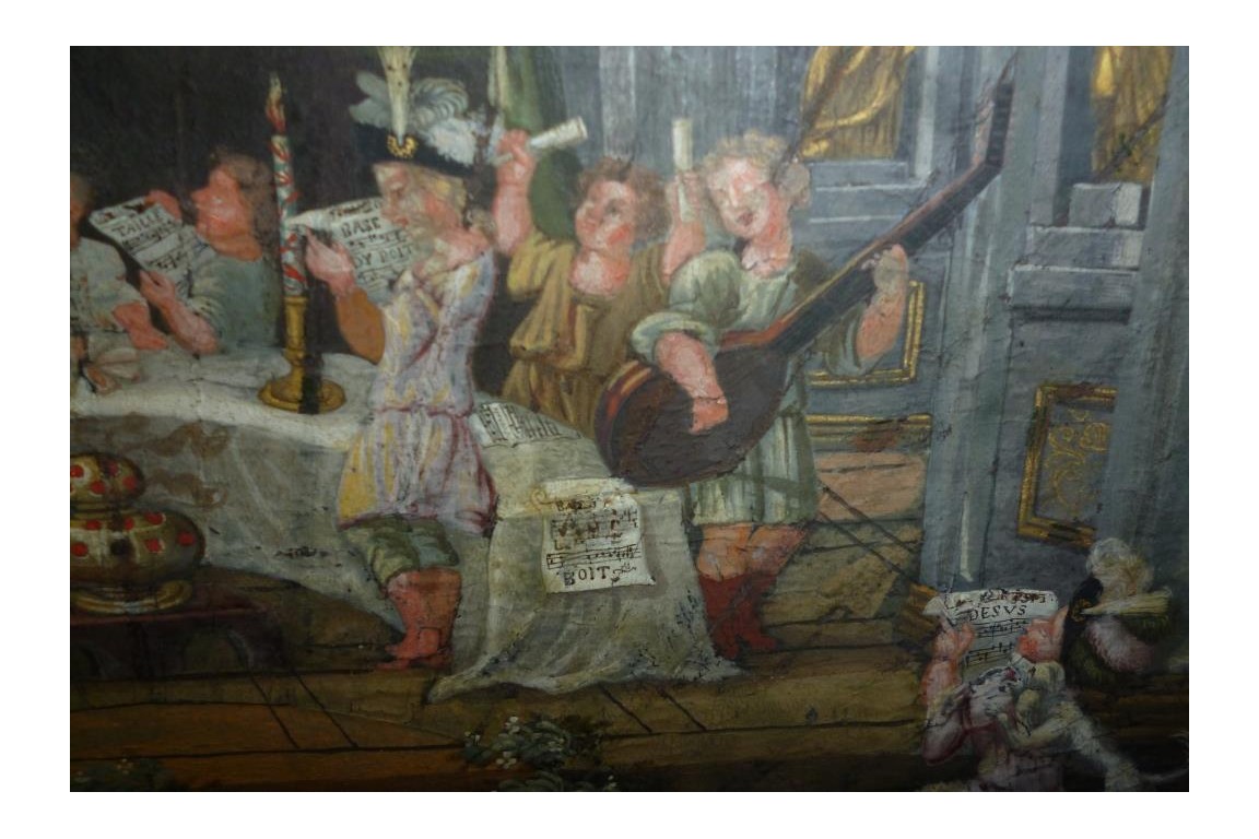 Musical meal, fan leaf, 17-18th century