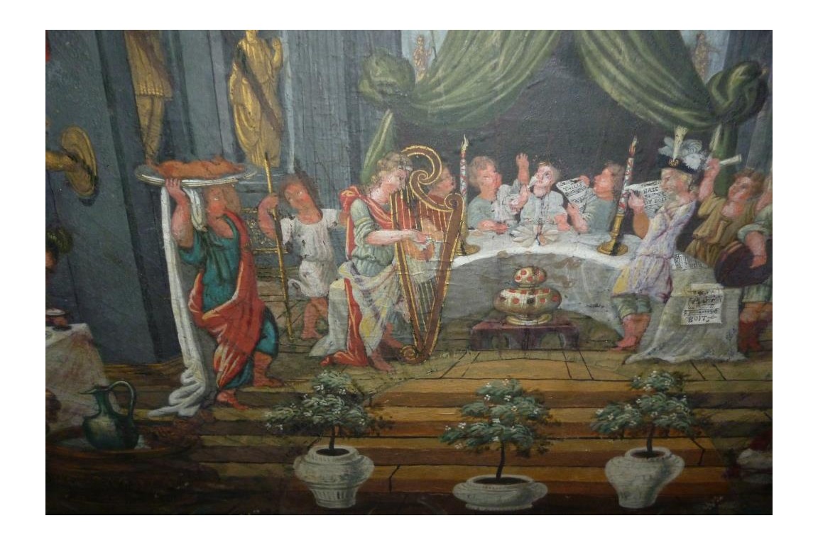 Musical meal, fan leaf, 17-18th century