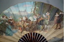 Concerto in front of the castle, fan by Van Garden and Alexandre,circa 1870