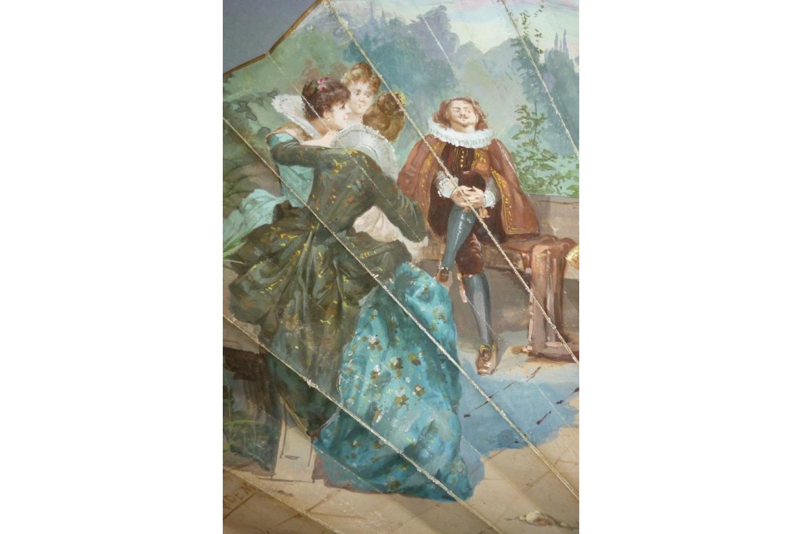 Concerto devant le château, éventail de Van Garden pour Alexandre vers 1870