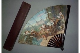 Concerto in front of the castle, fan by Van Garden and Alexandre,circa 1870