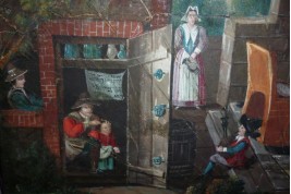 La taverne de la cartomancienne, feuille d'éventail milieu XVIIème siècle