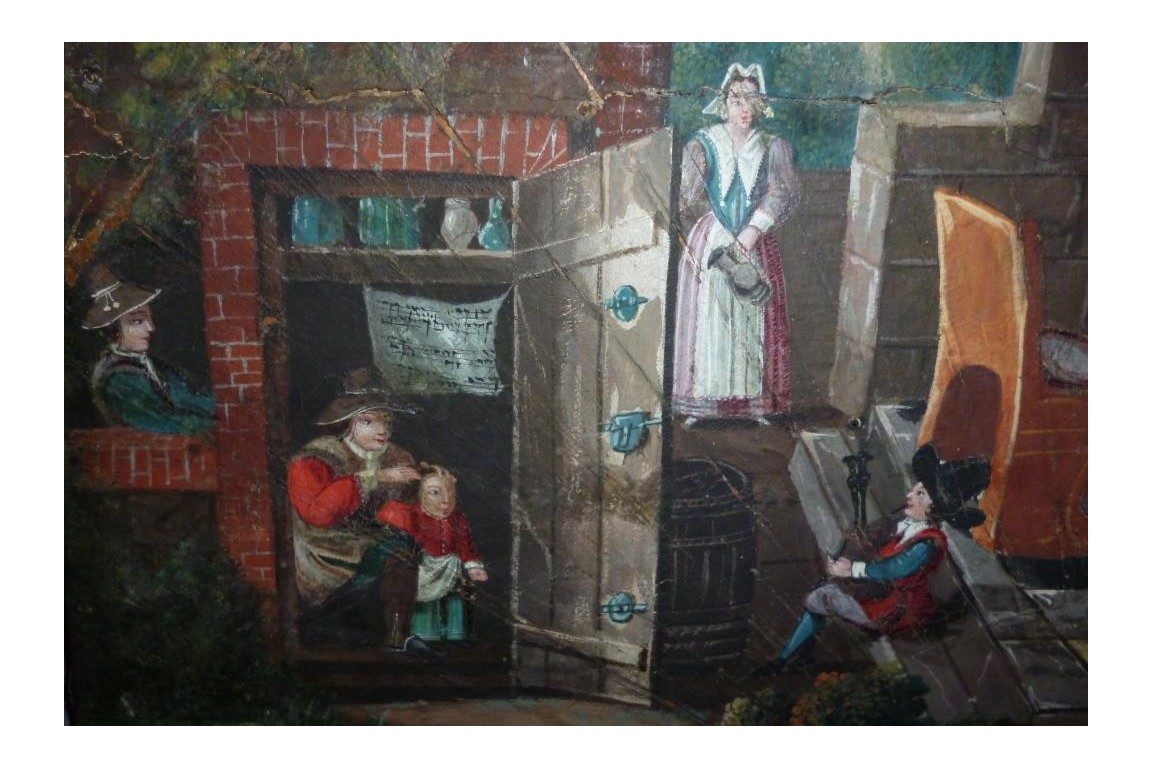 La taverne de la cartomancienne, feuille d'éventail milieu XVIIème siècle