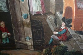 La taverne de la cartomancienne, feuille d'éventail milieu XVIIème siècle
