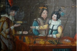 Tavern of the fortune-teller, fan leaf 17th century