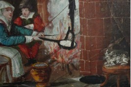 La taverne de la cartomancienne, feuille d'éventail milieu XVIIème siècle