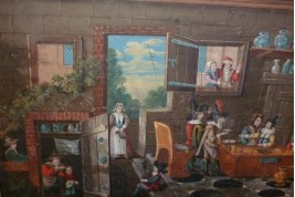 La taverne de la cartomancienne, feuille d'éventail milieu XVIIème siècle