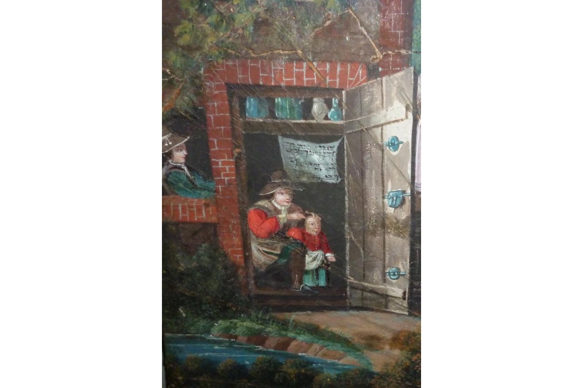 La taverne de la cartomancienne, feuille d'éventail milieu XVIIème siècle