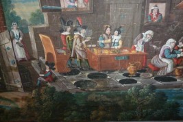 La taverne de la cartomancienne, feuille d'éventail milieu XVIIème siècle
