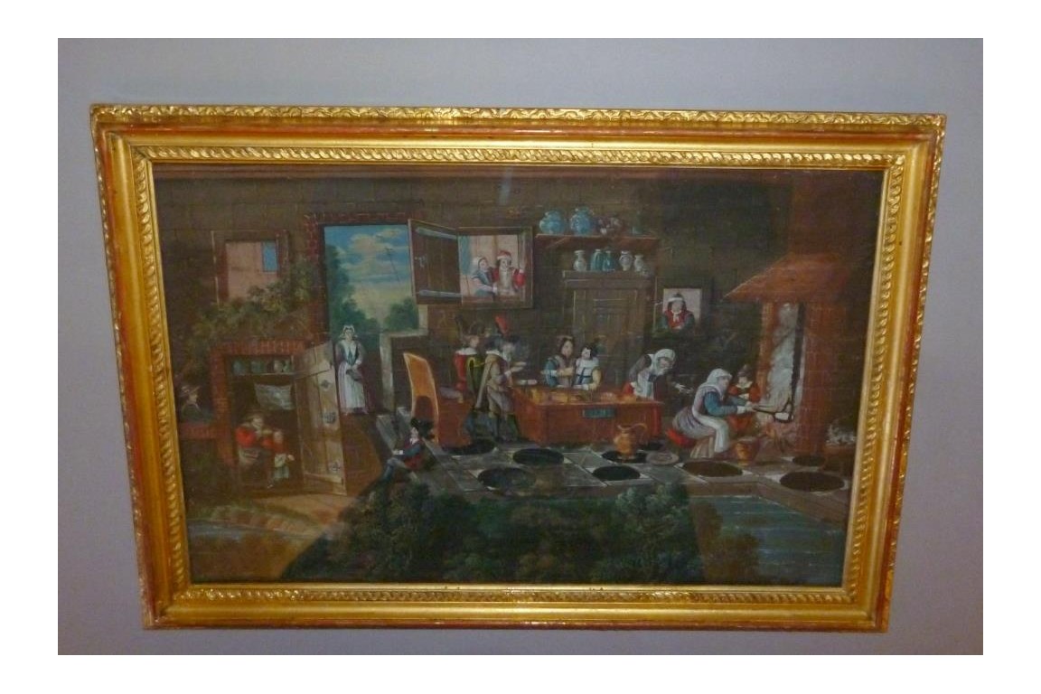 La taverne de la cartomancienne, feuille d'éventail milieu XVIIème siècle
