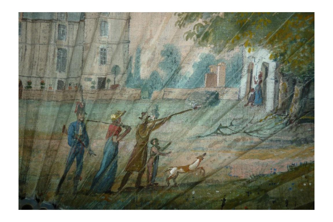 Chasse au domaine, éventail vers 1810