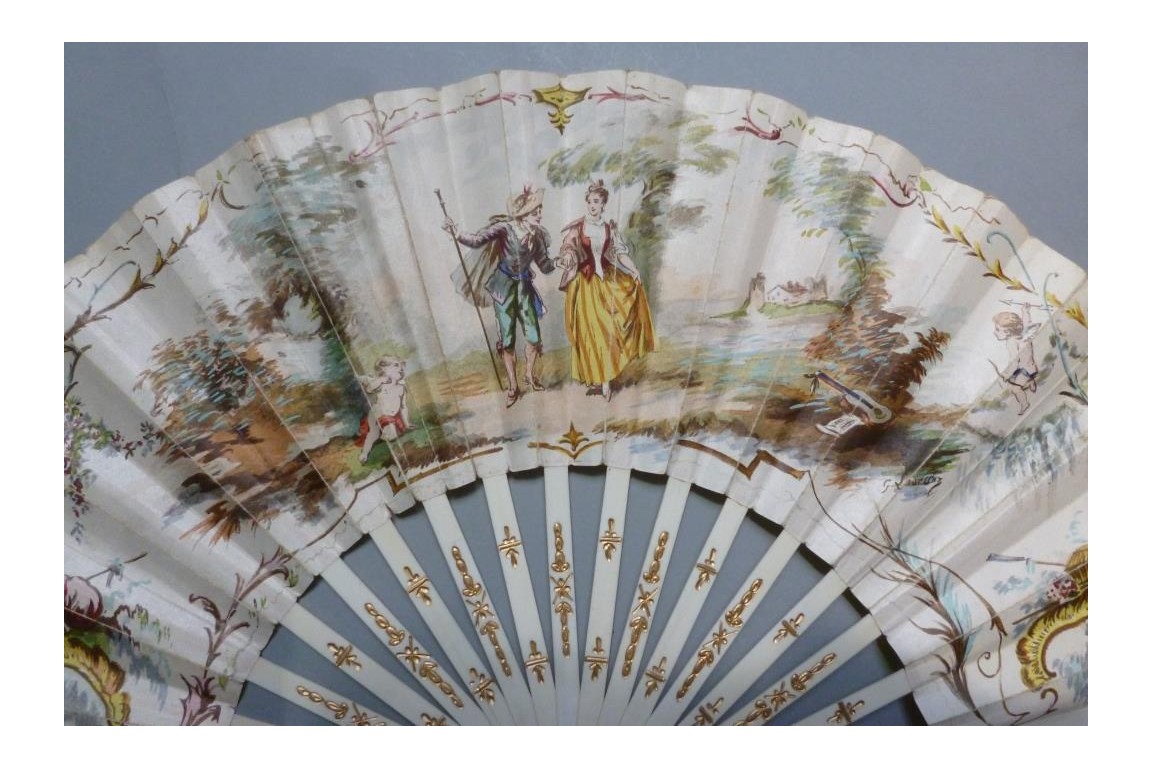 Love walk, fan by Lasellaz, circa 1900