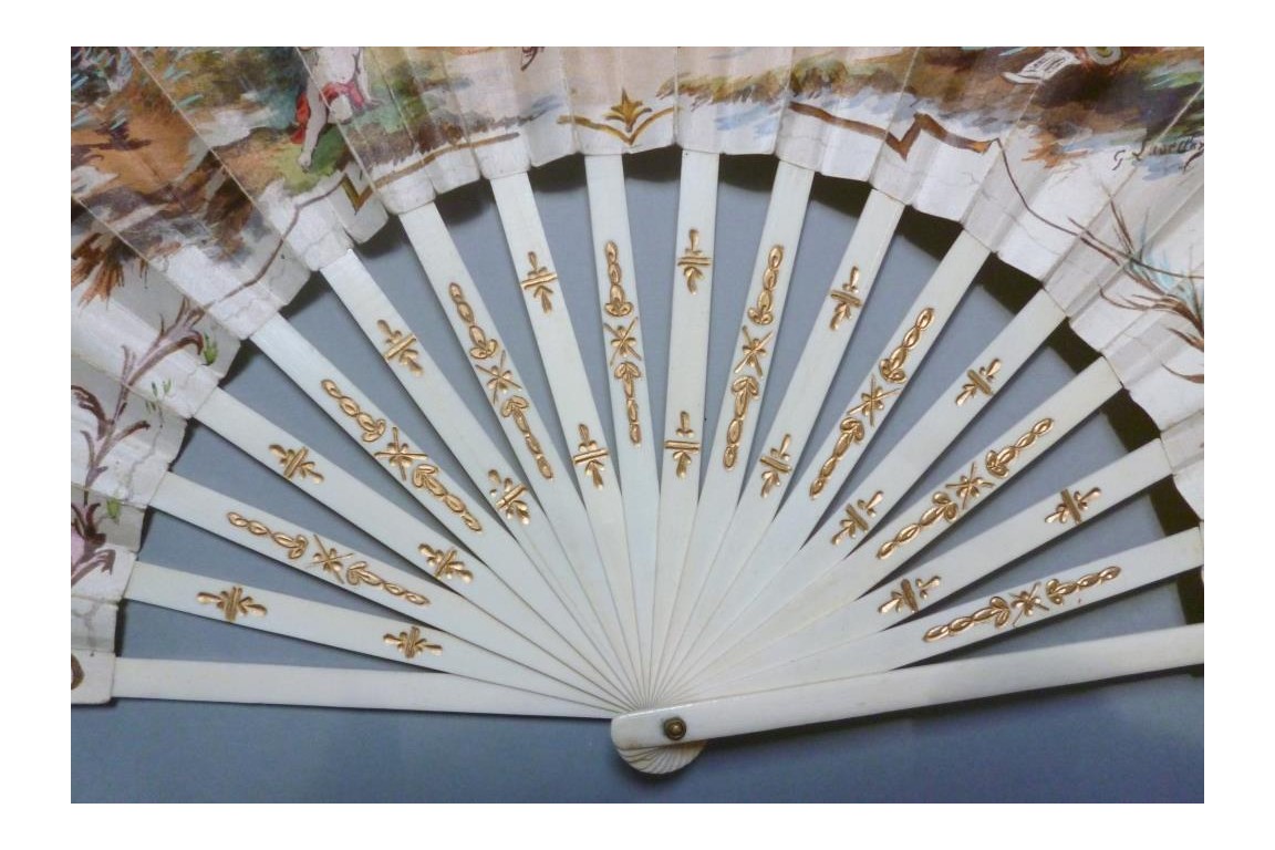 Love walk, fan by Lasellaz, circa 1900