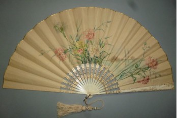 Carnations by Devaux, late 19th century fan