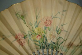 Carnations by Devaux, late 19th century fan