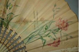Carnations by Devaux, late 19th century fan