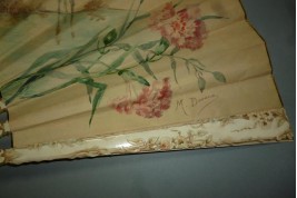 Carnations by Devaux, late 19th century fan