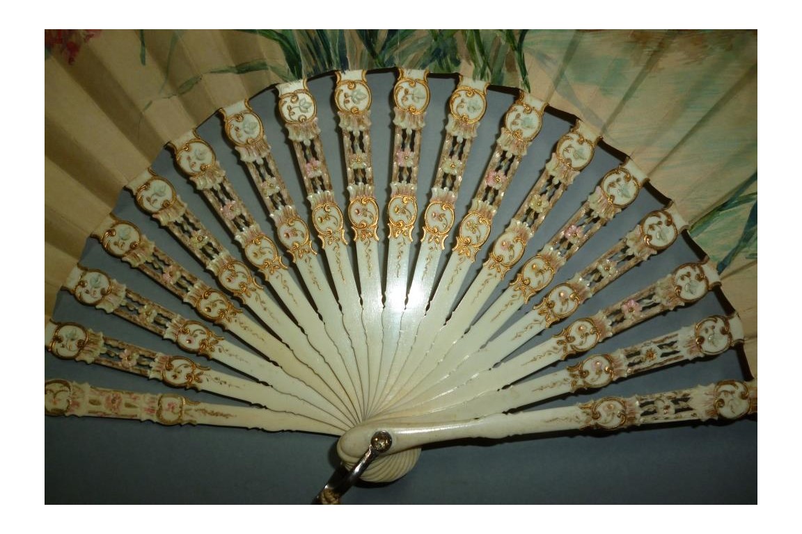 Carnations by Devaux, late 19th century fan