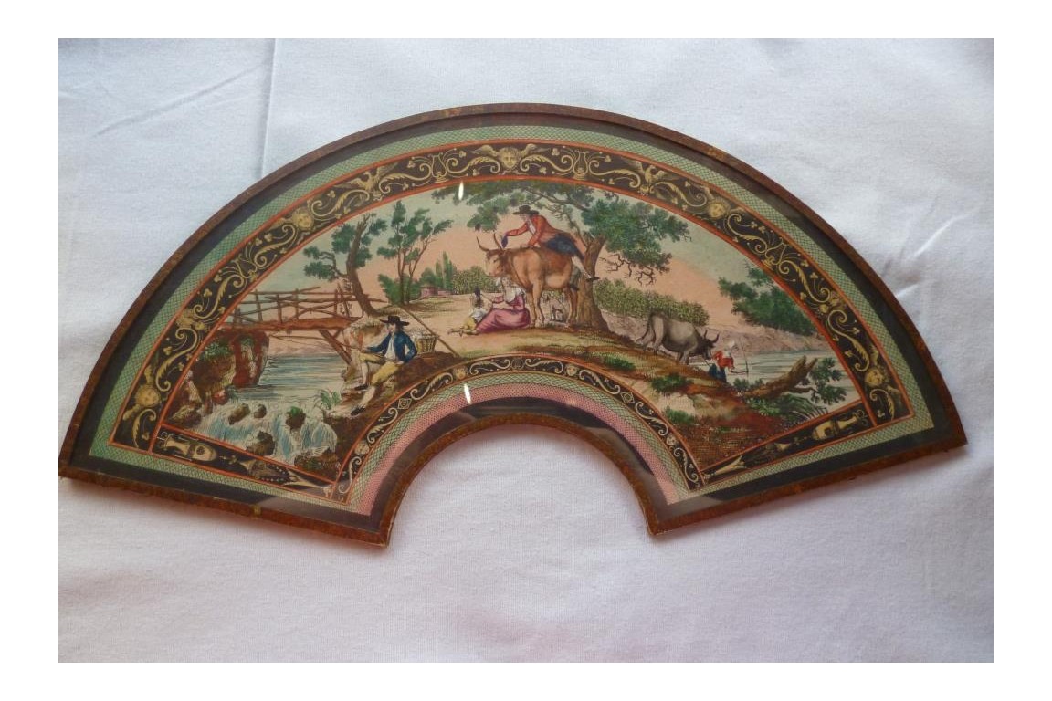 Family bliss in the countryside, fan leaf, early 19th century