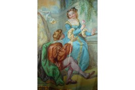 Amour galant de la Renaissance, éventail vers 1860