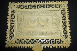 Poule, coq et poussins, écran XIXème