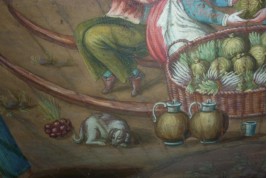Market in a port of the Hanseatic league in the XVIIth century, fan leaf
