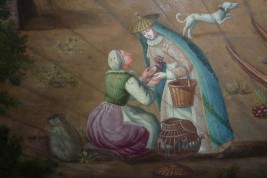Market in a port of the Hanseatic league in the XVIIth century, fan leaf
