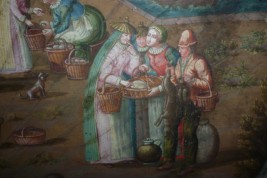 Market in a port of the Hanseatic league in the XVIIth century, fan leaf