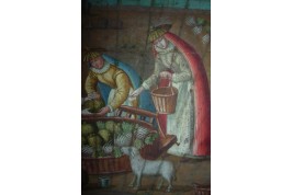 Market in a port of the Hanseatic league in the XVIIth century, fan leaf