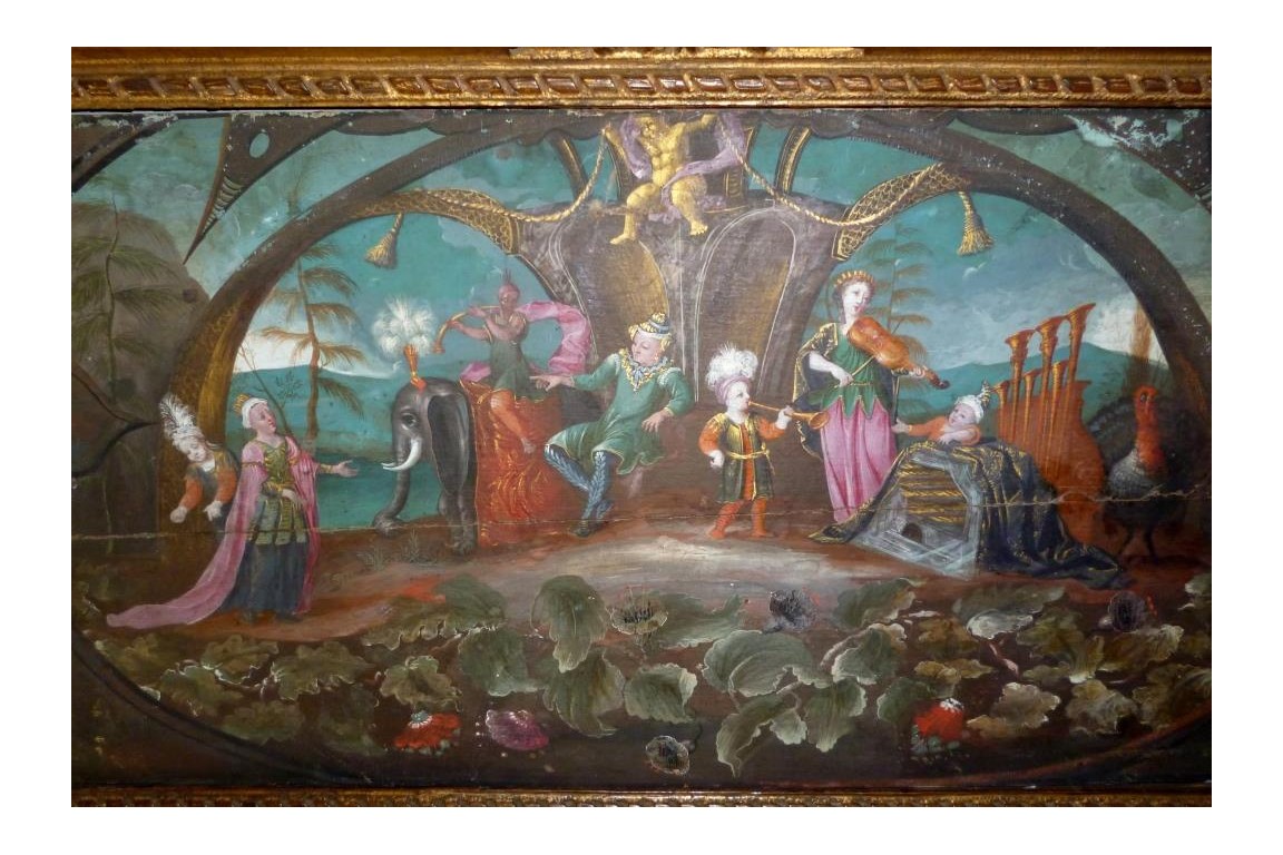 L'audience du Prince, feuile d'éventail vers 1700