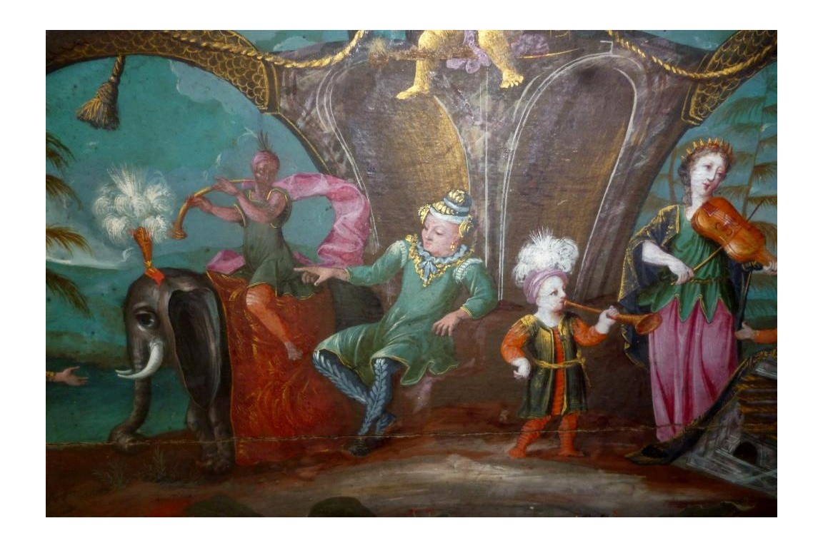 L'audience du Prince, feuile d'éventail vers 1700