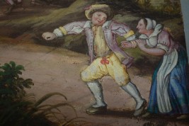 Peasant dance, fan leaf, late 17th early 18th century