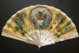 Cat and insects, late 19th century fan